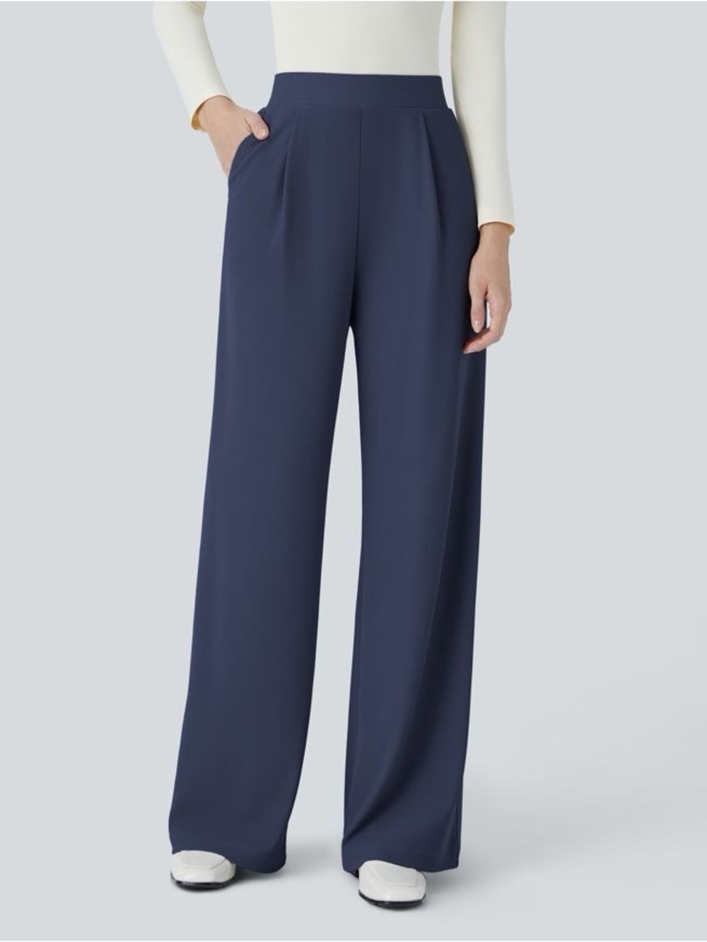 Halara Flex High Waisted Body Sculpt Waist-Slimming Pocket Wide Leg Pants XS Pet